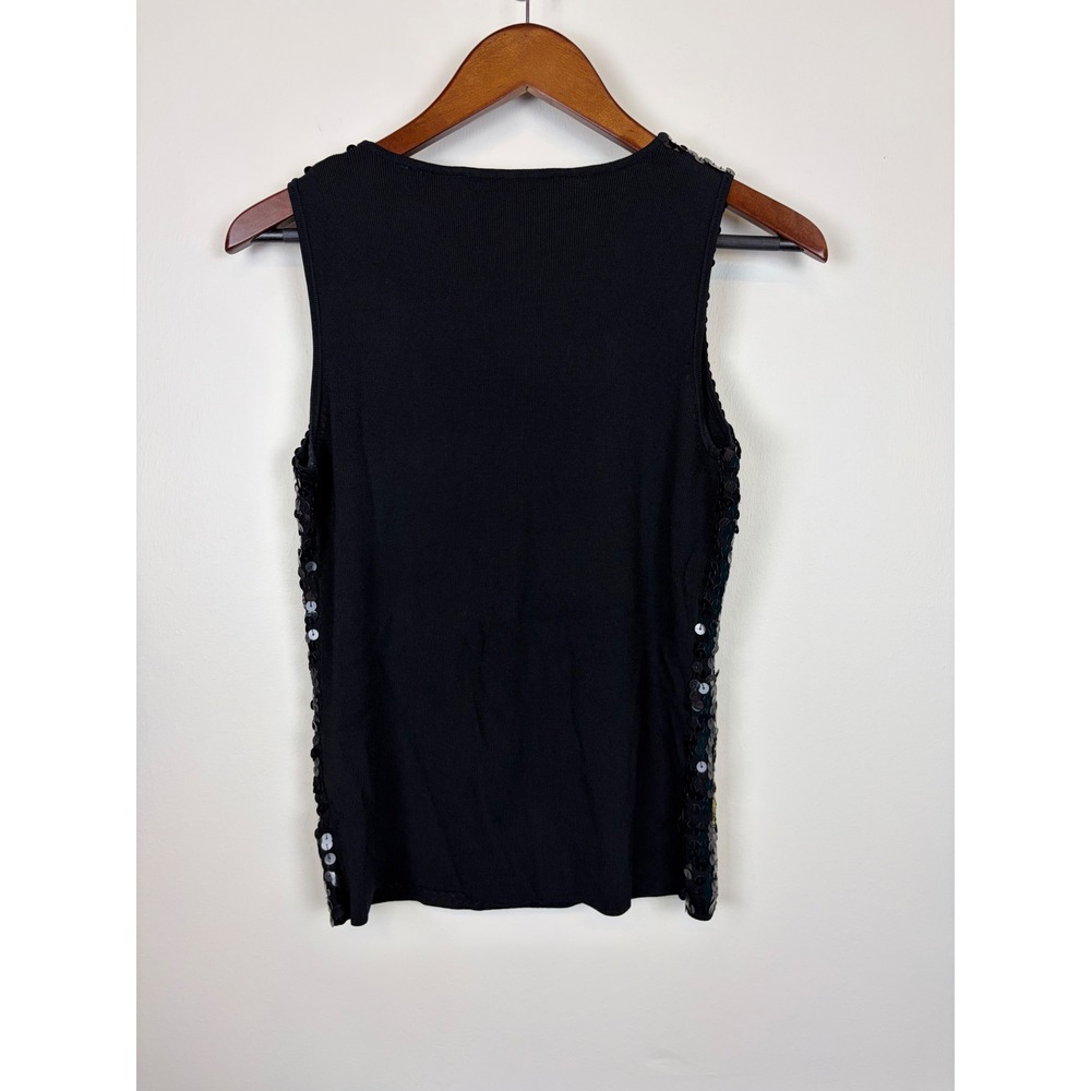 Michelle Nicole Sequin Floral Tank Top Medium Black Y2K Glam Ribbed Dark Fairy - Picture 7 of 7